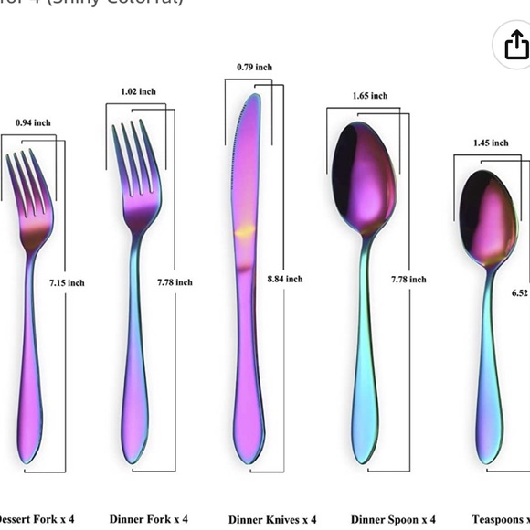 20-Piece Rainbow Flatware Set, Service for 4 - Picture 9 of 12